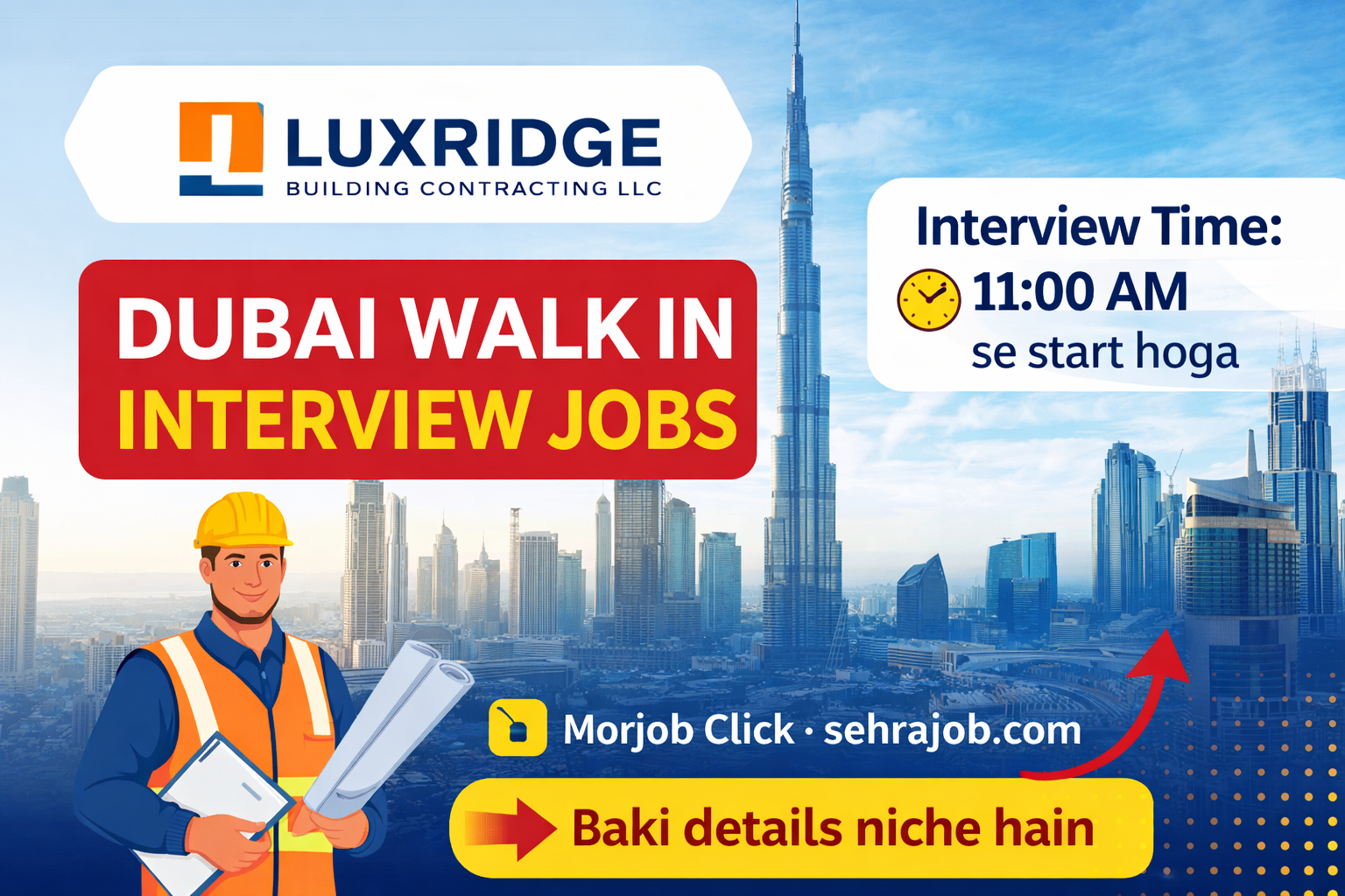 Dubai walk in interview jobs 2026 Luxridge company