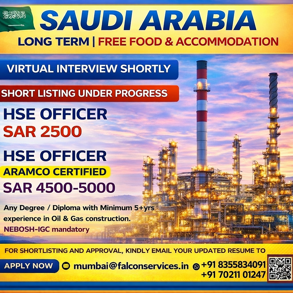 Saudi Arabia HSE Officer Jobs 2026 Oil and Gas