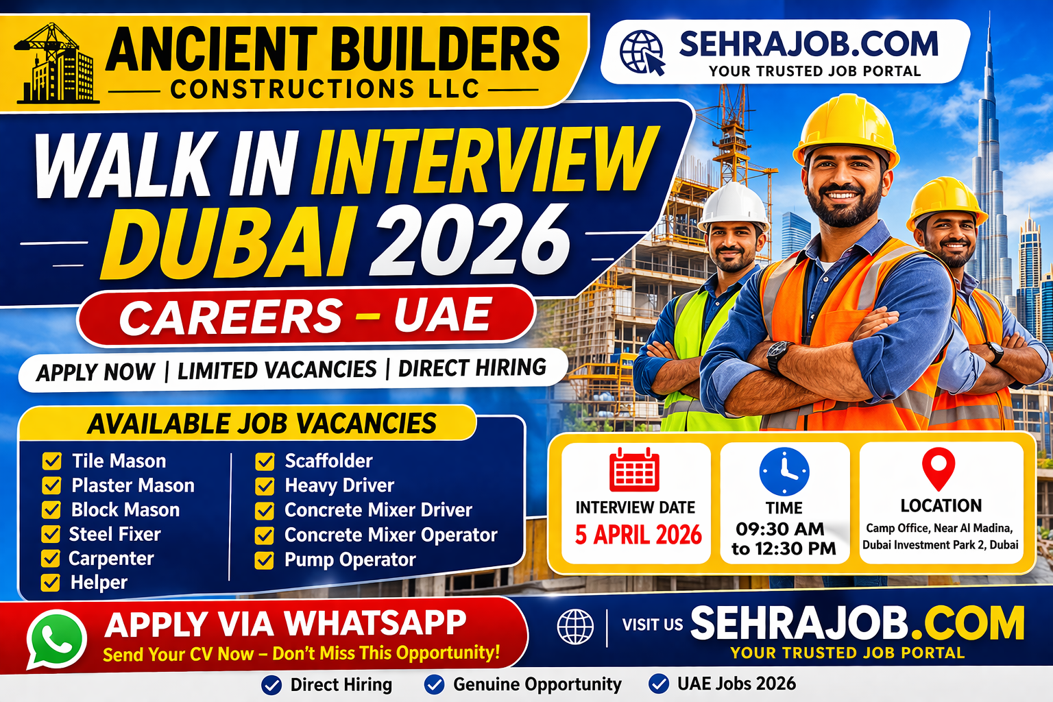 walk in interview dubai 2026 ancient builders careers uae