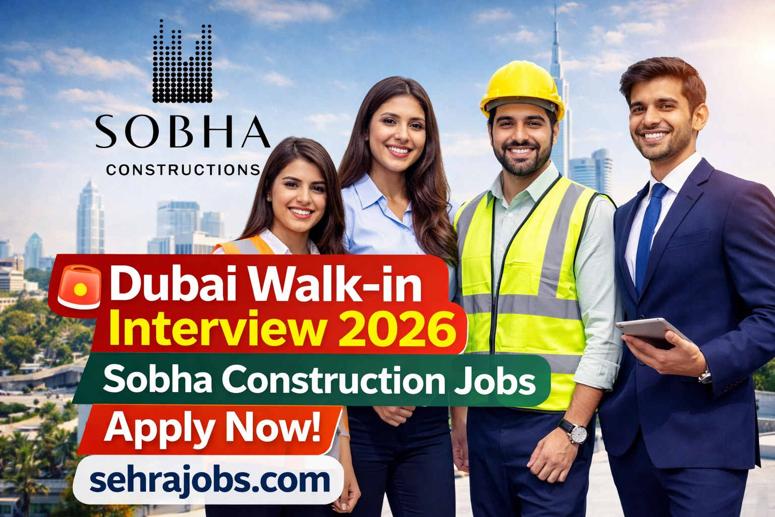 Dubai walk-in interview 2026 Sobha Construction jobs UAE