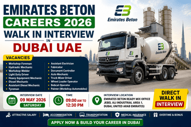 Emirates Beton Careers 2026 Dubai Walk in Interview