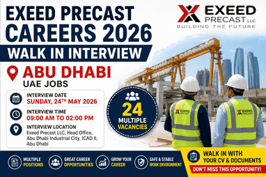 Exeed Precast Careers 2026 Walk in Interview in Abu Dhabi